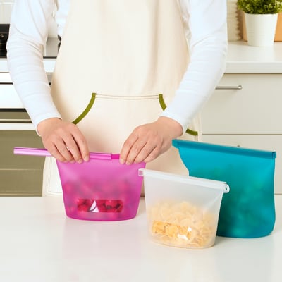 FILFISK Bolsa reutilizable, set de 3, multicolor/silicona, 1.0/1.2/2.5 l