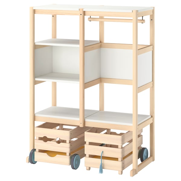 FLISAT Combinación de almacenaje abierta, pino tte claro/blanco, 88x38x117 cm