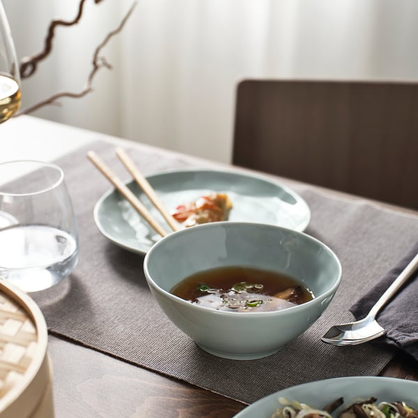 FORELLTETRA Bowl, turquesa/gris, 15 cm