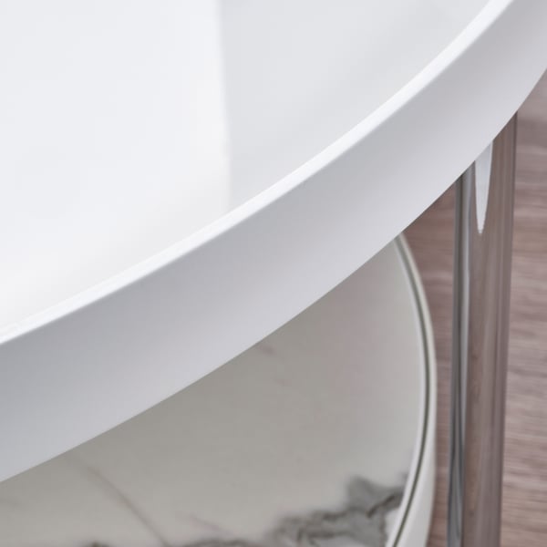 FRÖTORP Mesa de centro, blanco cromado/blanco vidrio, 88 cm