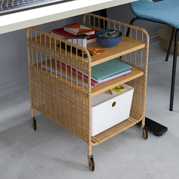 FRYKSÅS Mueble de almacenaje con ruedas, ratán, 37x53 cm