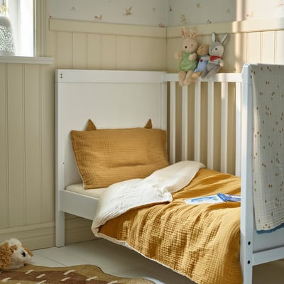 GULDVÄVARE Ropa de cuna 3 piezas, ocre/beige, 60x120 cm
