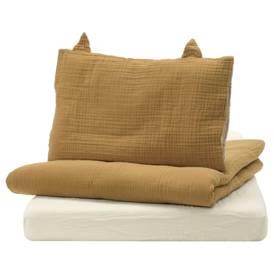 GULDVÄVARE Ropa de cuna 3 piezas, ocre/beige, 60x120 cm
