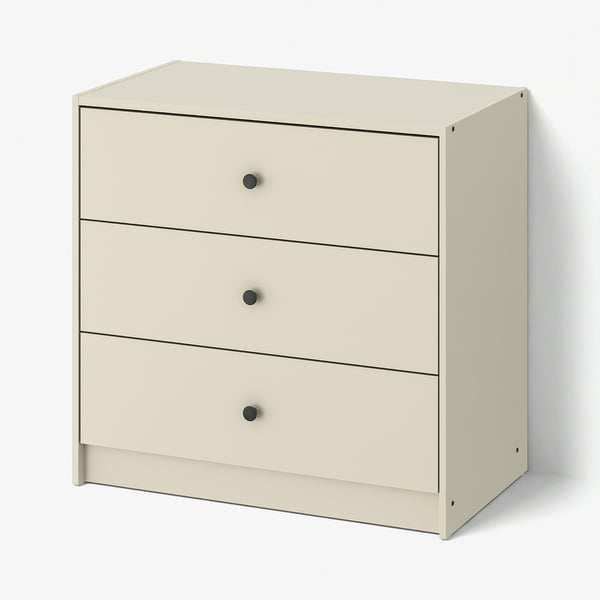 GURSKEN Cómoda con 3 cajones, beige, 69x67 cm