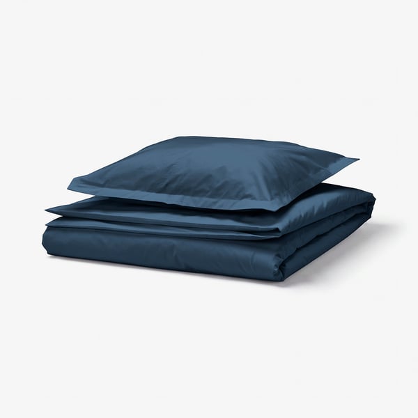 HAMPFLOCKEL Funda plumón con funda almohada, azul oscuro, 150x200/50x60 cm