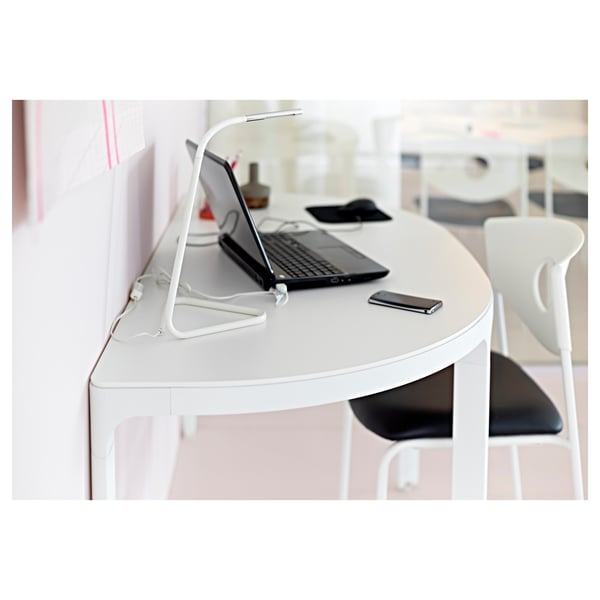 HÅRTE Lámpara de escritorio LED, blanco/plateado