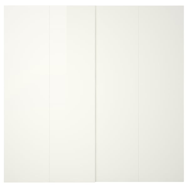 HASVIK Puertas correderas, 2 unidades, alto brillo blanco, 200x201 cm
