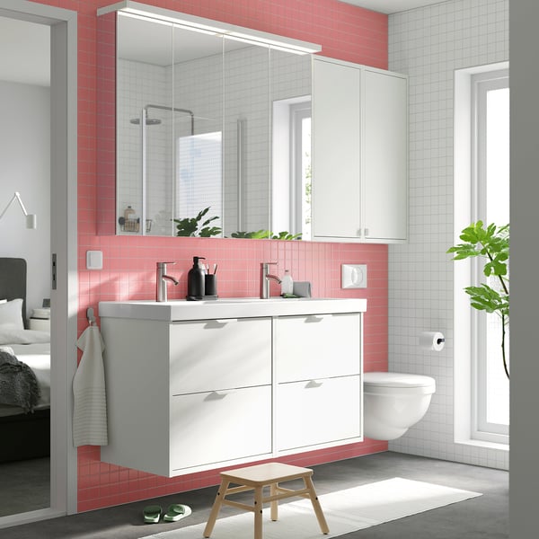 HAVBÄCK Mueble mural, blanco, 40x15x95 cm