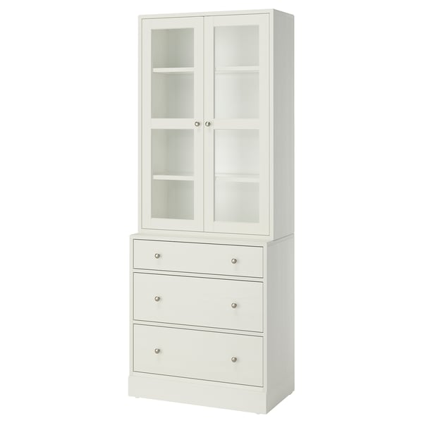 HAVSTA Almacenaje con puertas de vidrio, blanco, 81x47x212 cm