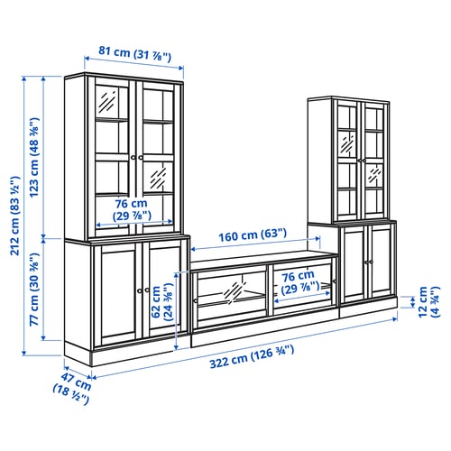 HAVSTA Rack de TV, blanco, 322x47x212 cm