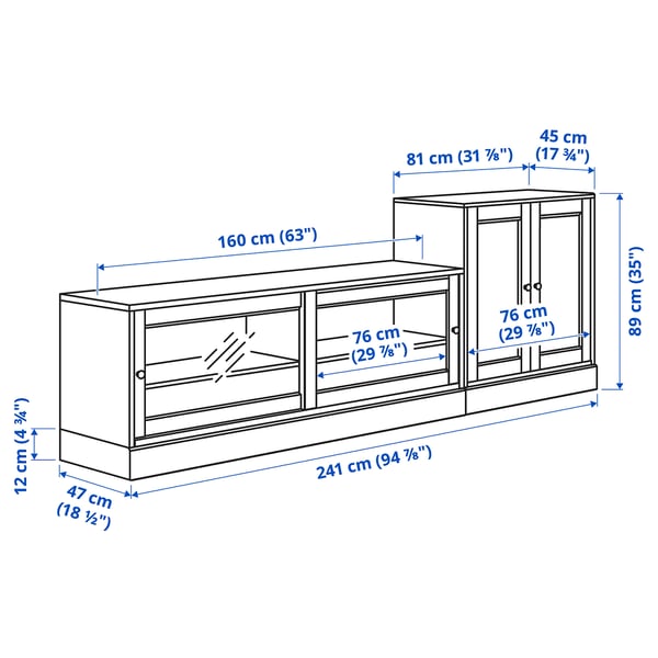 HAVSTA Rack de TV, blanco, 241x47x89 cm