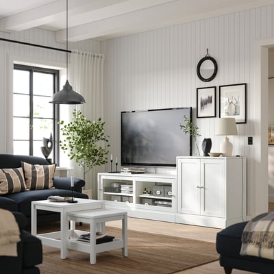 HAVSTA Rack de TV, blanco, 241x47x89 cm