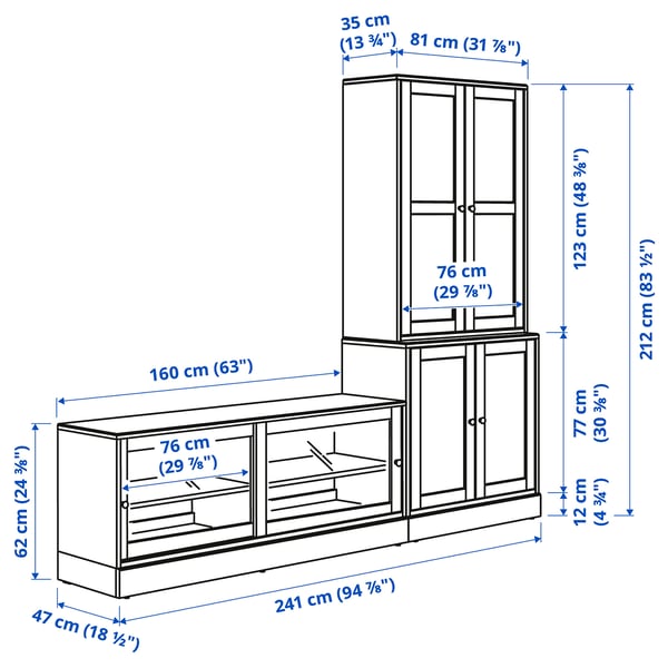 HAVSTA Rack de TV, blanco, 241x47x212 cm