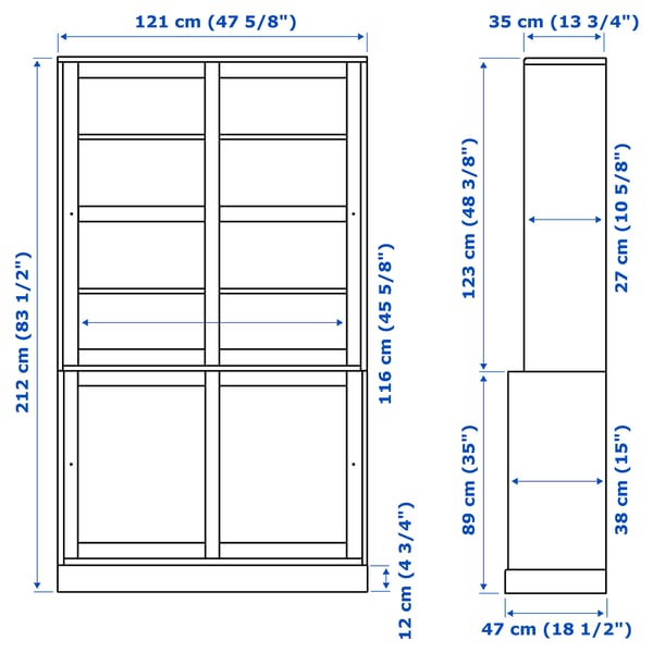 HAVSTA Vitrina, blanco, 121x47x212 cm