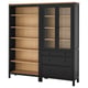 HEMNES Vitrina, negro/café, 180x197 cm
