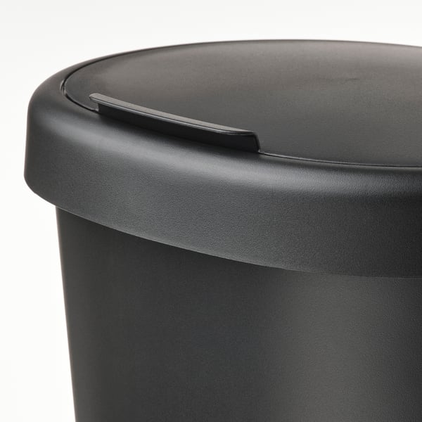 HÖLASS Basurero con tapa, negro, 8 l