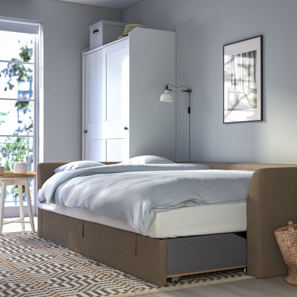 HOLMSUND Sofá cama esquinero L, Kilanda café