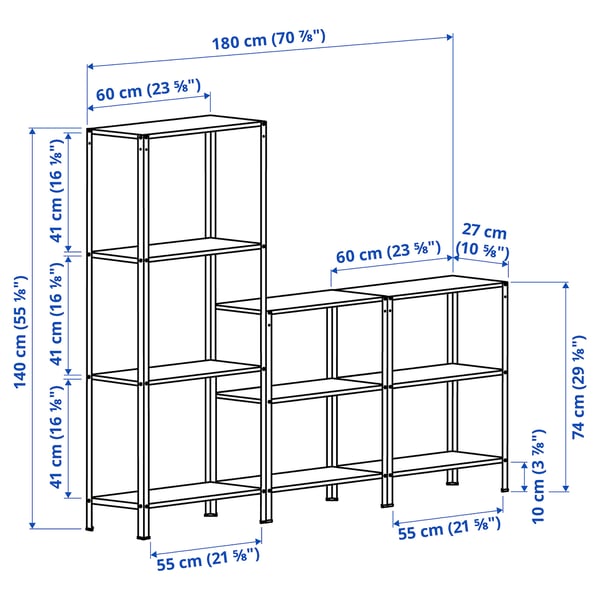 HYLLIS Estante para terraza, 180x27x74-140 cm