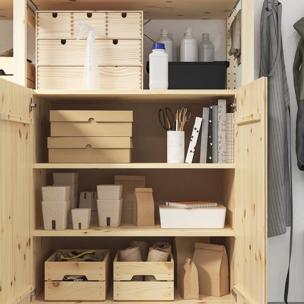 IVAR Estante con gabinete, pino, 174x50x179 cm