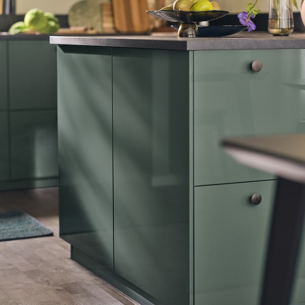 KALLARP Panel lateral, alto brillo gris oscuro-verde, 39x106 cm