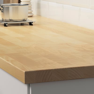 KARLBY Cubierta de cocina, abedul/chapa, 186x3.8 cm