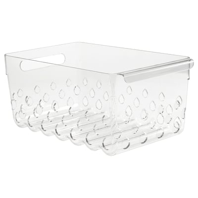 KLIPPKAKTUS Canasto almacenaje refrigerador, transparente, 30x19x14 cm