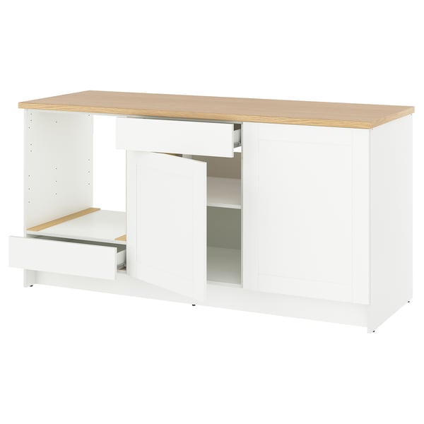 KNOXHULT Mueble base con puertas y cajón, blanco estructura, 180 cm