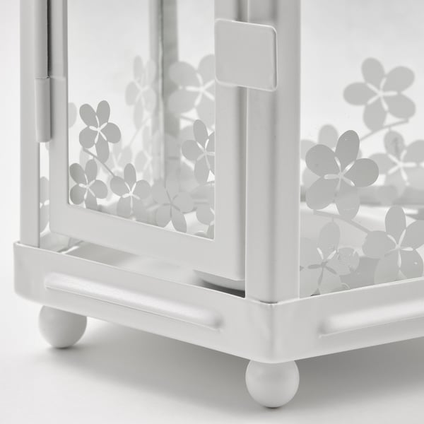 KRINGSYNT Farol para vela pequeña, int/ext, blanco, 21 cm