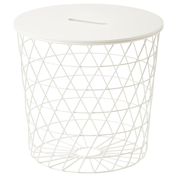 KVISTBRO Mesa con almacenaje, blanco, 44 cm