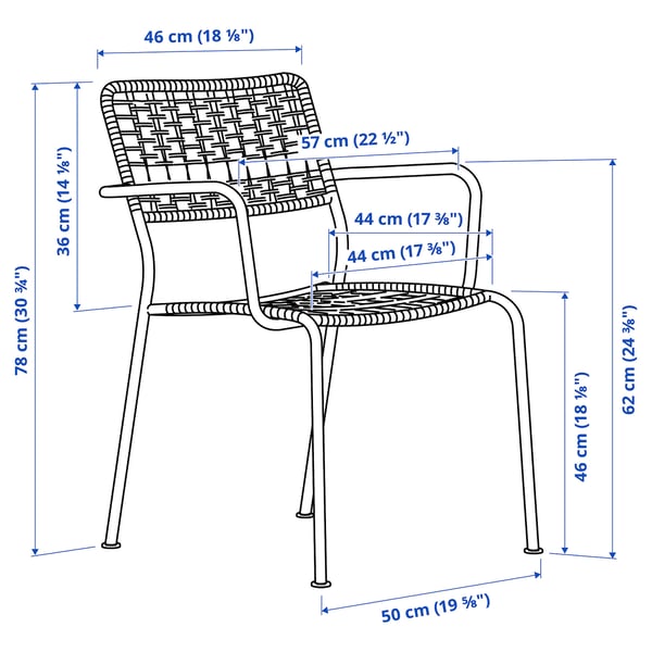 LÄCKÖ Silla con apoyabrazos para terraza, Gris oscuro