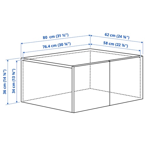 LASTARE Altillo con puertas, blanco, 80x62x36 cm