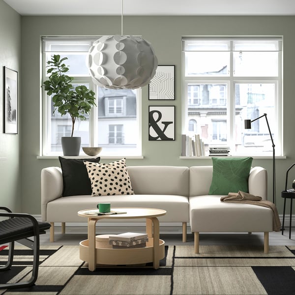 LILLEHEM Sofá modular 3p con chaise longue, Vissle/beige madera