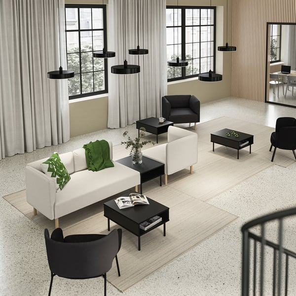 LILLEHEM Sofá modular 3p + mesa aux, Vissle beige/madera