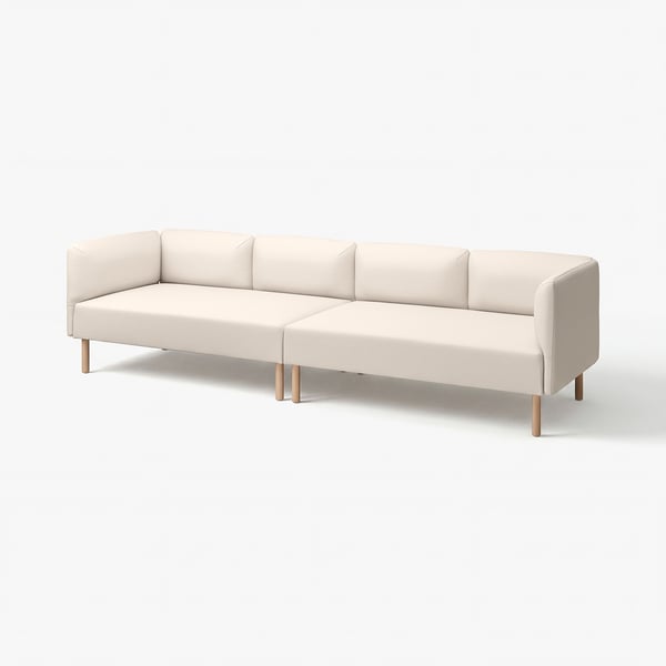 LILLEHEM Sofá modular 4 cuerpos, Vissle/beige madera
