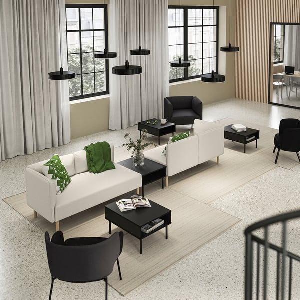 LILLEHEM Sofá modular 4p + mesa aux, Vissle beige/madera