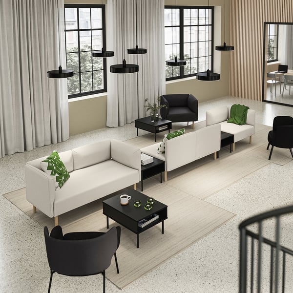 LILLEHEM Sofá modular 5p + mesa aux, Vissle/beige madera