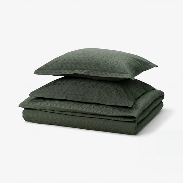 LUKTVICKER Funda plumón con 2 fundas almohada, verde oscuro, 240x220/50x60 cm