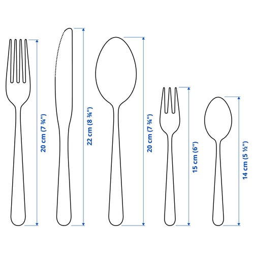 MARTORP Set cubiertos, 30 piezas, acero inoxidable