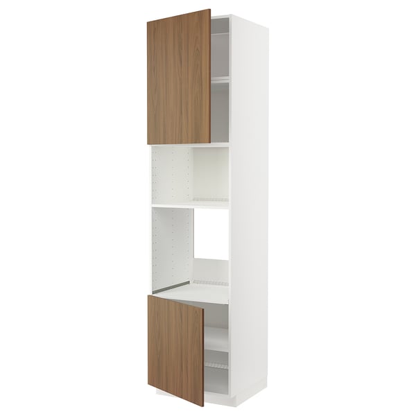 METOD, blanco/Tistorp efecto nogal café, 60x60x240 cm