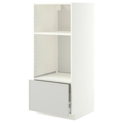 METOD / MAXIMERA, blanco/Aspudden gris claro, 60x60x140 cm