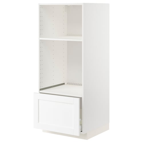 METOD / MAXIMERA, blanco Enköping/blanco efecto madera, 60x60x140 cm
