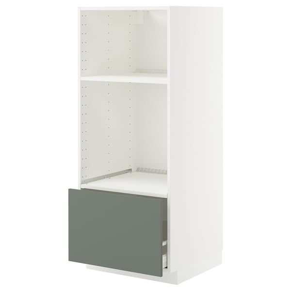 METOD / MAXIMERA, blanco/Nickebo verde grisáceo mate, 60x60x140 cm