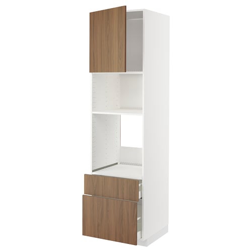 METOD / MAXIMERA, blanco/Tistorp efecto nogal café, 60x60x220 cm