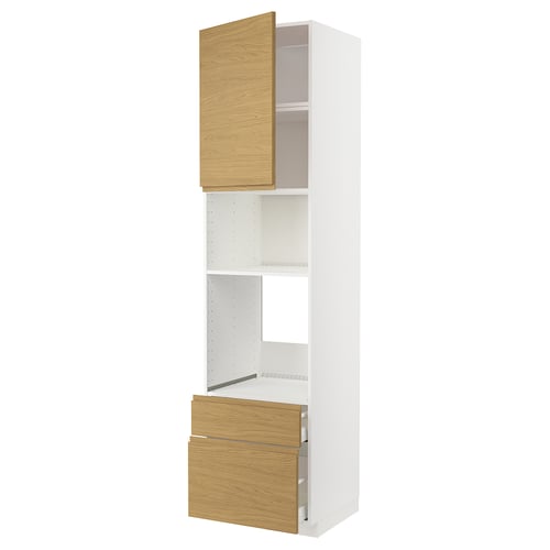 METOD / MAXIMERA, blanco/Voxtorp efecto roble, 60x60x240 cm