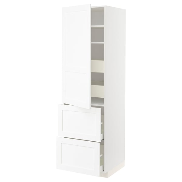 METOD / MAXIMERA Mueble alto despensero, blanco Enköping/blanco efecto madera, 60x60x200 cm