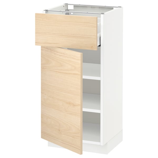 METOD / MAXIMERA Mueble base, 1 cajón, blanco/Askersund efecto fresno claro, 40x37 cm