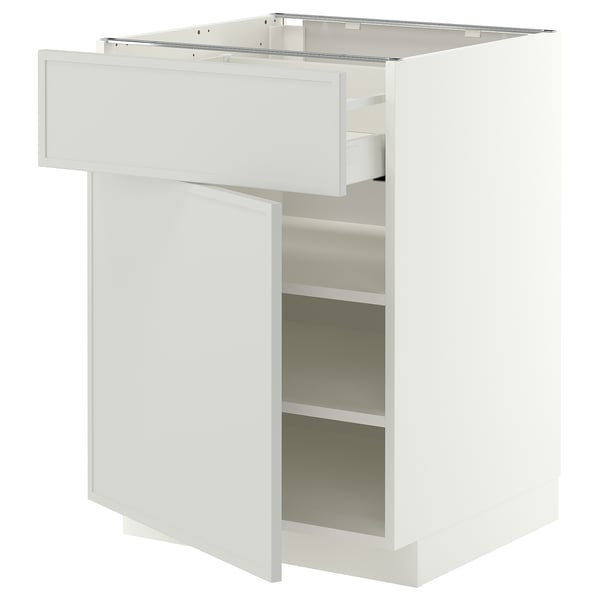 METOD / MAXIMERA Mueble base, 1 cajón, blanco/Aspudden gris claro, 60x60 cm