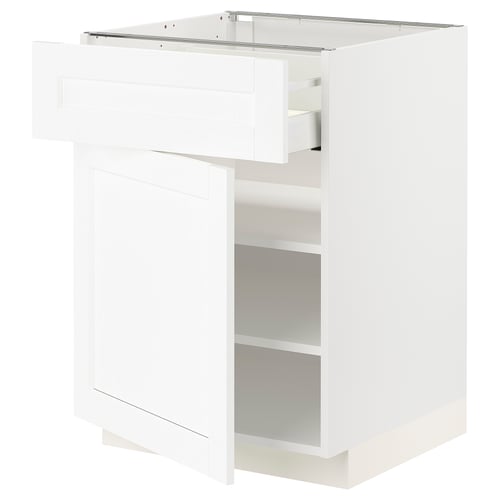 METOD / MAXIMERA Mueble base, 1 cajón, blanco Enköping/blanco efecto madera, 60x60 cm