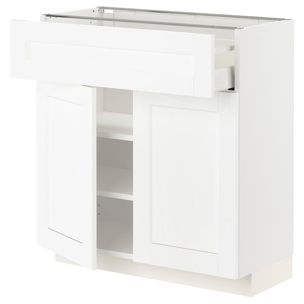 METOD / MAXIMERA Mueble base, 1 cajón, blanco Enköping/blanco efecto madera, 80x37 cm