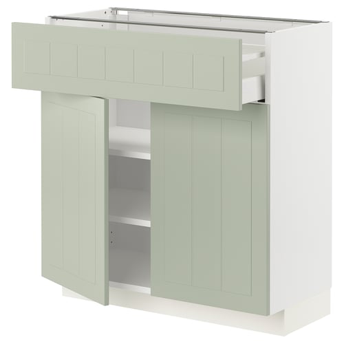 METOD / MAXIMERA Mueble base, 1 cajón, blanco/Stensund menta, 80x37 cm